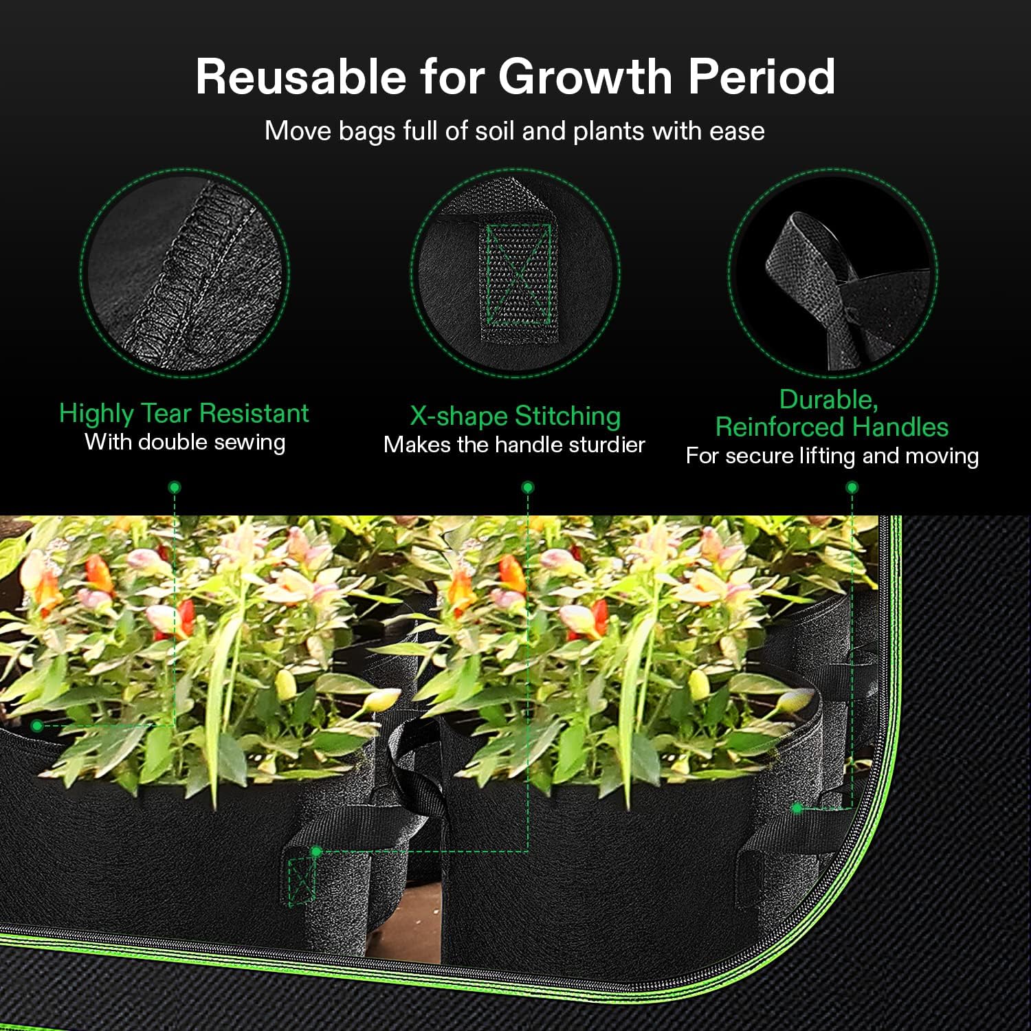 Groeien Zakken Zware Verdikte Niet-geweven Stof Potten Met Handvat Indoor/Outdoor Tuin Groeien Kits 1/2/3/5/7/10/20/30 Gallon