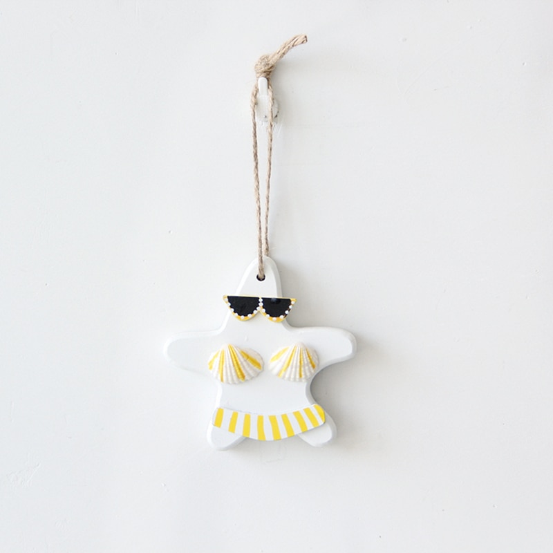 Nautical Beach Wooden Fish Starfish Home Wall Decor Mediterranean Bathroom Wall Decorative Hanging Ornament