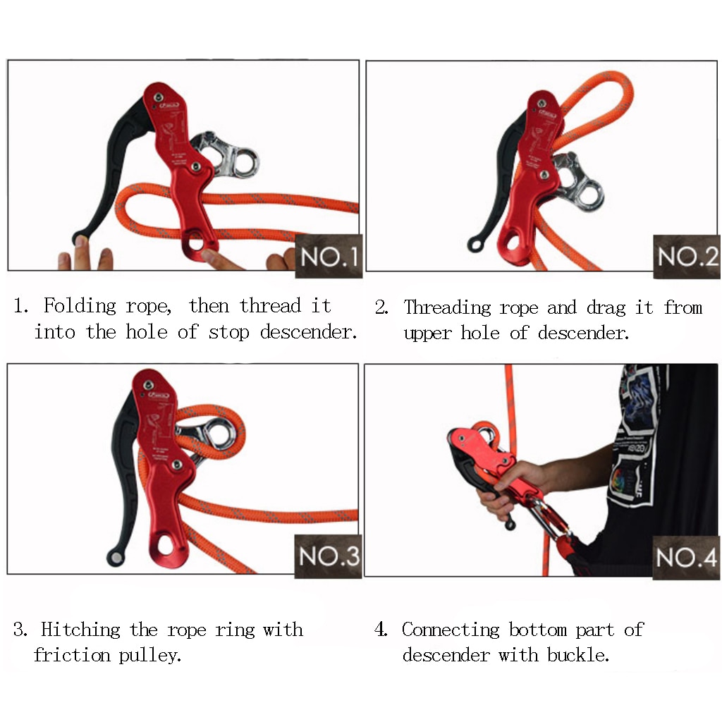 Dispositif d'assurage de descendeur de Double arrêt auto-freinant pour la vitesse de sauvetage de gréement d'arbre d'escalade pour la corde simple de 10-12mm