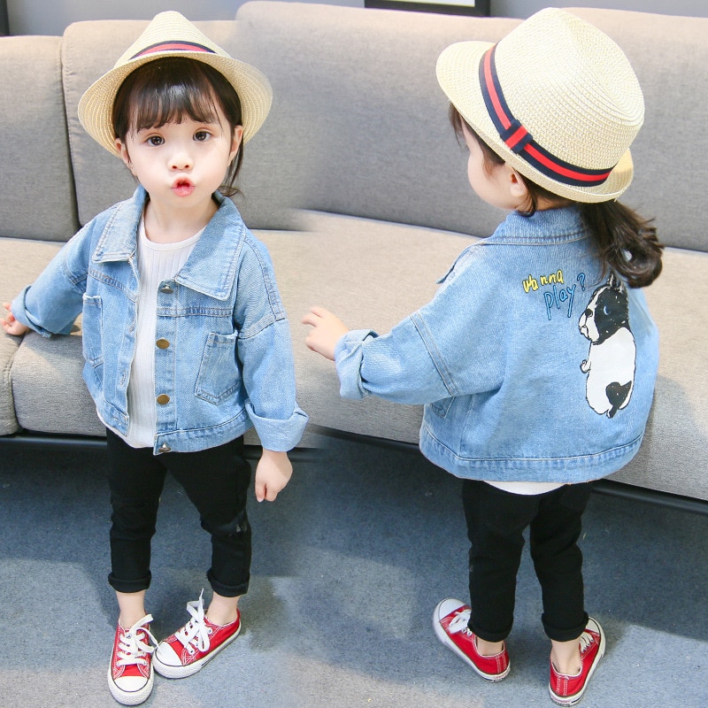 Children's Denim Jackets Boys Trench Jean Jackets Girls Kids clothing baby coat Casual outerwear Windbreaker Spring Autumn 1-6Y