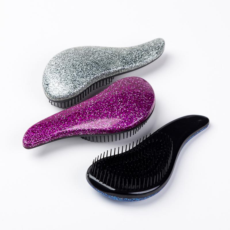 Beauty – Mini peigne chauffant Anti-statique pour Massage du cuir chevelu, brosse à cheveux démêlante, artisanat à paillettes, accessoires de coiffure