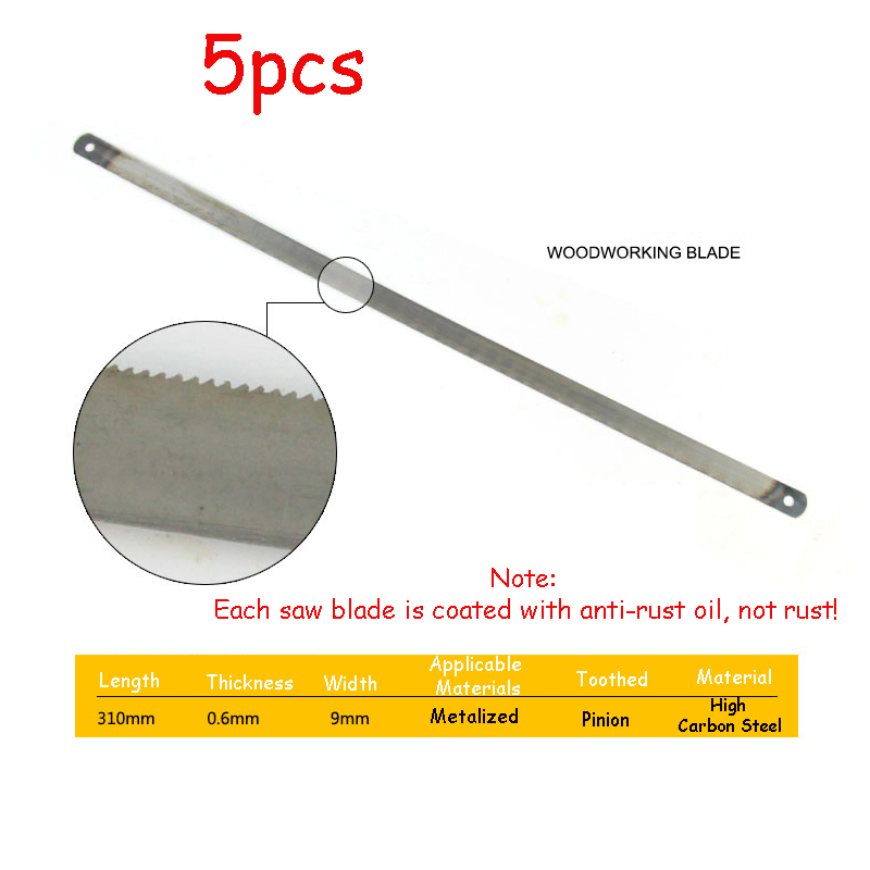 Sierra para metales de acero rico en carbono, hoja de sierra para carpintería de 300mm usada a mano, herramientas de hoja de sierra de Metal de dientes finos de un solo y doble cara: Beige