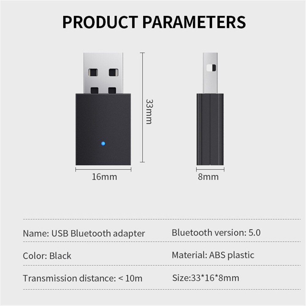 Kebidu Wireless Bluetooth 5.0 Mini USB Adapter for Speaker Headset Bluetooth Music Audio Transmitter For Computer
