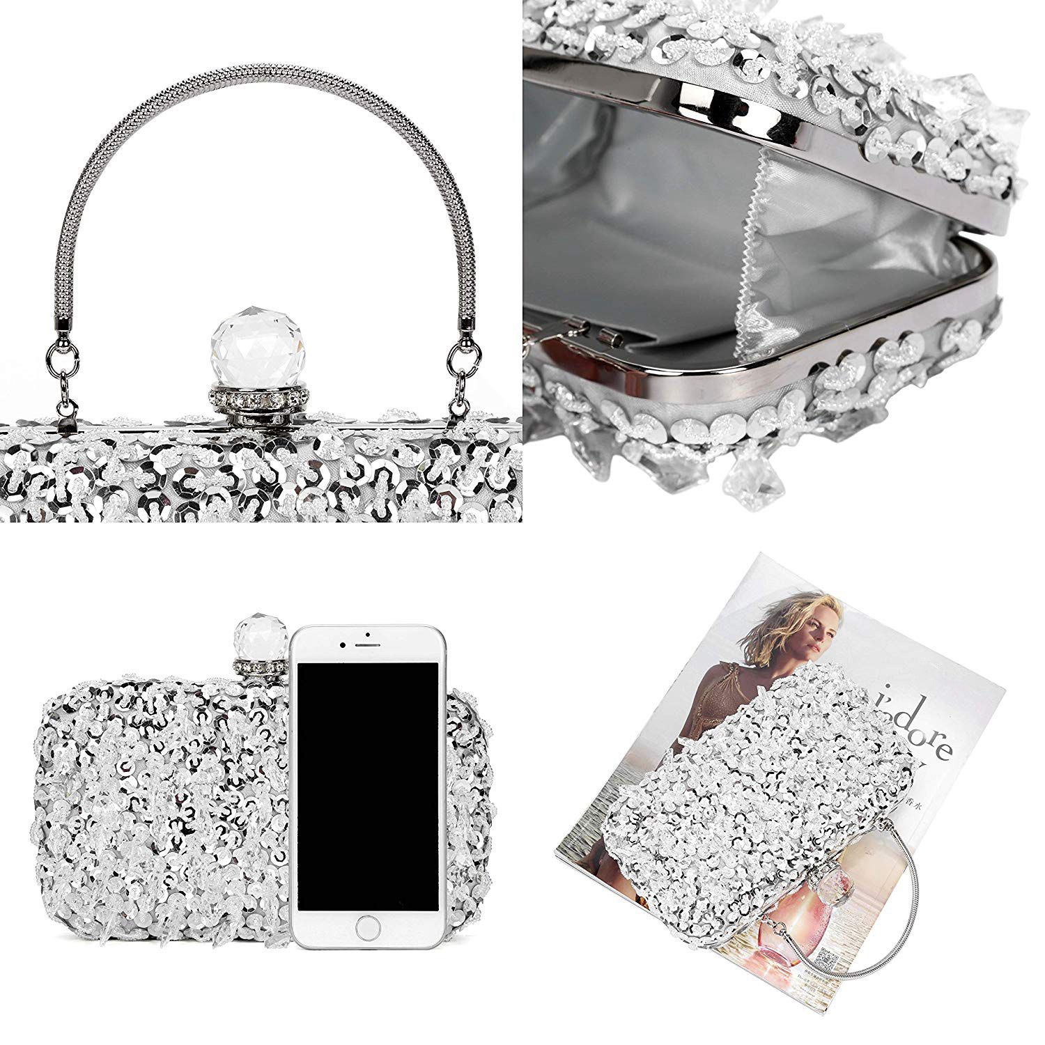 Luxury Evening Bag for Women Handbag Bandouliere Chaine Clutch for Ceremony / Wedding / Party / Prom Handmade Rhinestone Handb