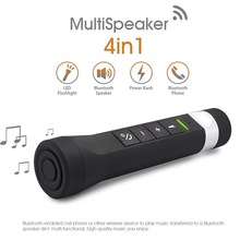 4 in 1 MultiSpeaker Outdoor Draadloze Bluetooth Speaker Zaklamp Zaklamp Power Bank Ondersteuning TF FM