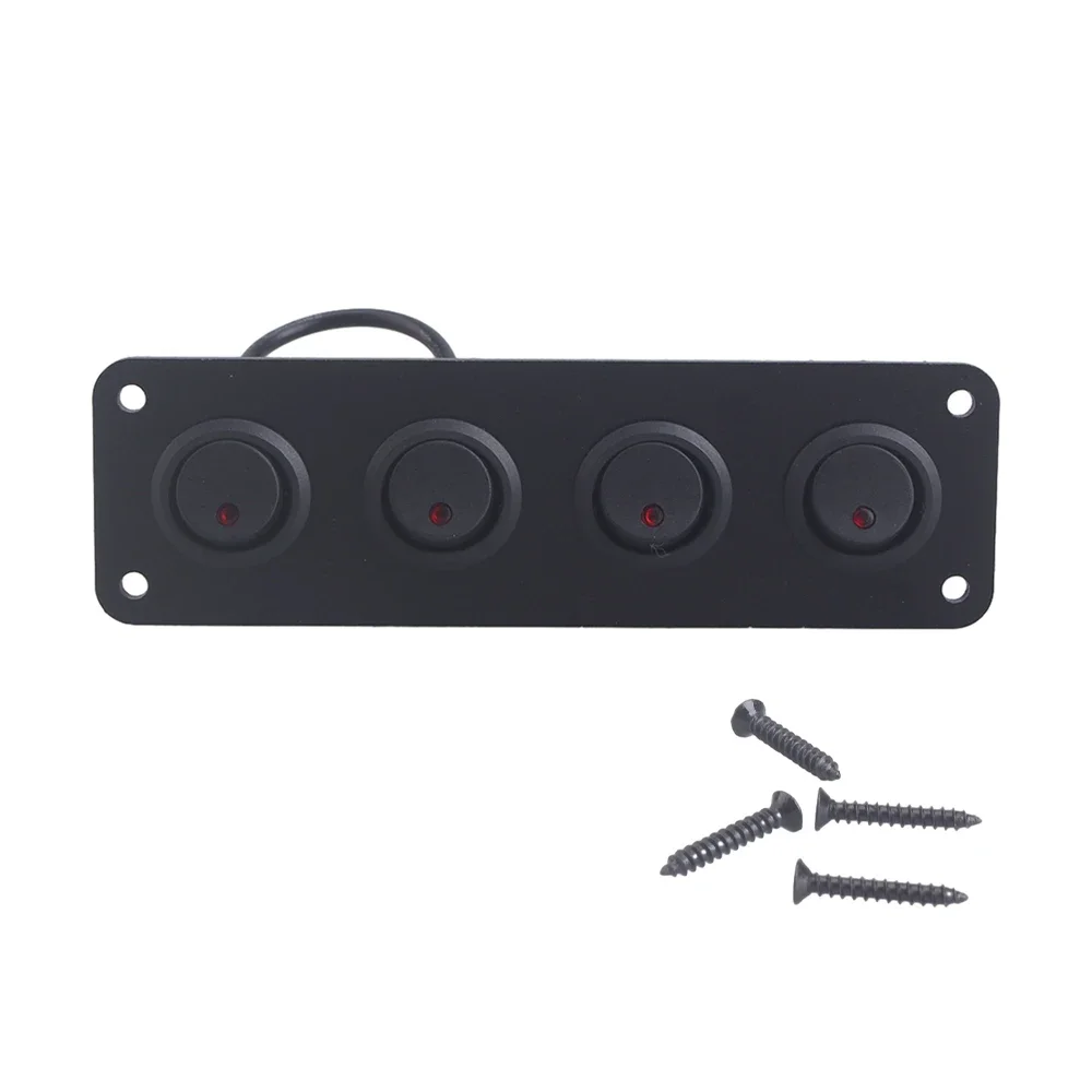 12V 1-5 Gang Universal Toggle Switch Panel USB Car Boat Marine RV Truck Blue LED Styling Accessories Marine Rocker Switch: Dark Grey