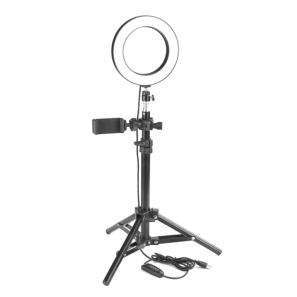 Et Fotografie Led Selfie Ring Licht Metalen Dimbare Camera Telefoon Ring Lamp Met Standaard Statieven Voor Make Video Live Studio