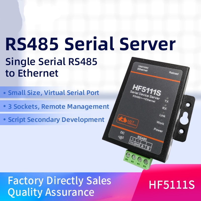 Servidor de puerto Serial Industrial HF5111S RS485 a Ethernet, puerto Serial Virtual D2D/MQTT/Modbus, gestión Romote