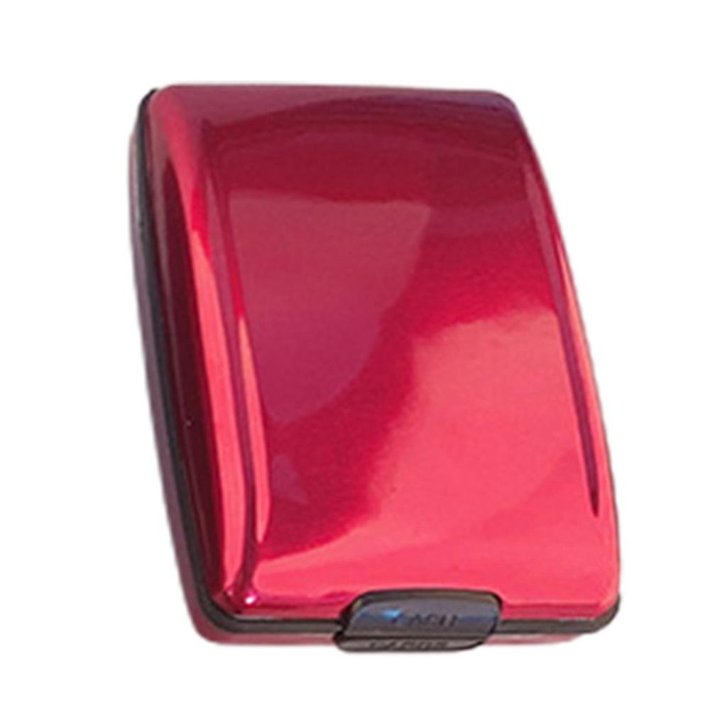 Simple Style RFID Multifunctional Light and Strong Aluminum Security Wallet RFID Non-scan Metal Wallet: red