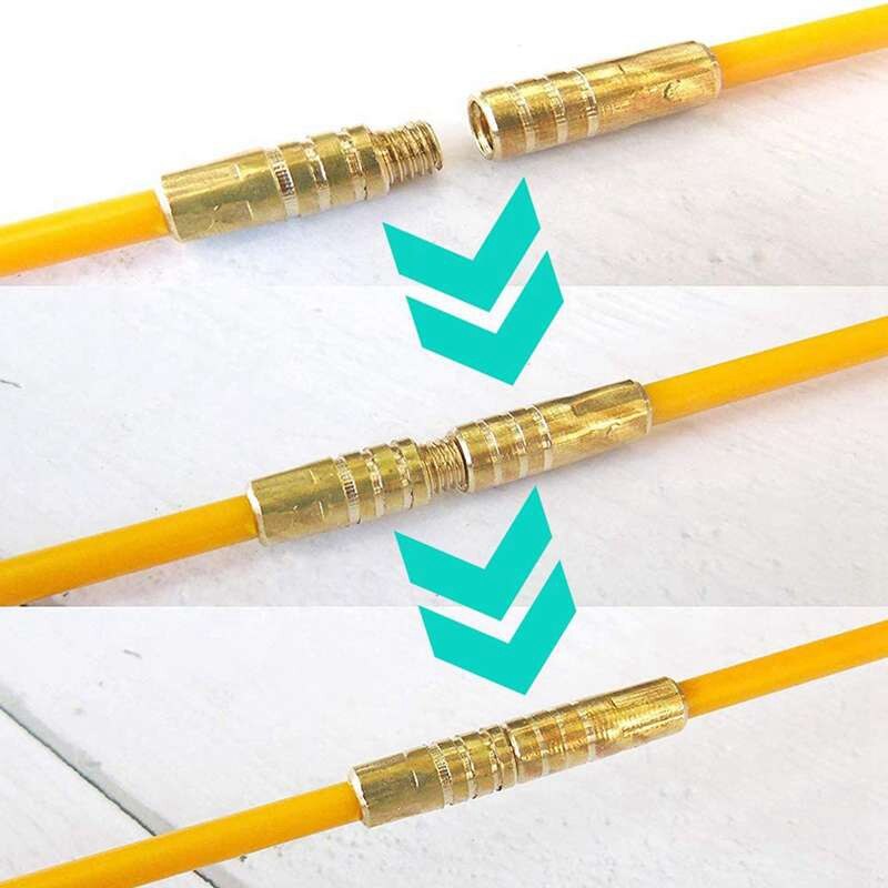 Fish Tape Cabling Rods 5.0M Fiberglass Cable Access Tool Kit Electrical Cable Threader Running Puller 10Rodsx50cm CNIM