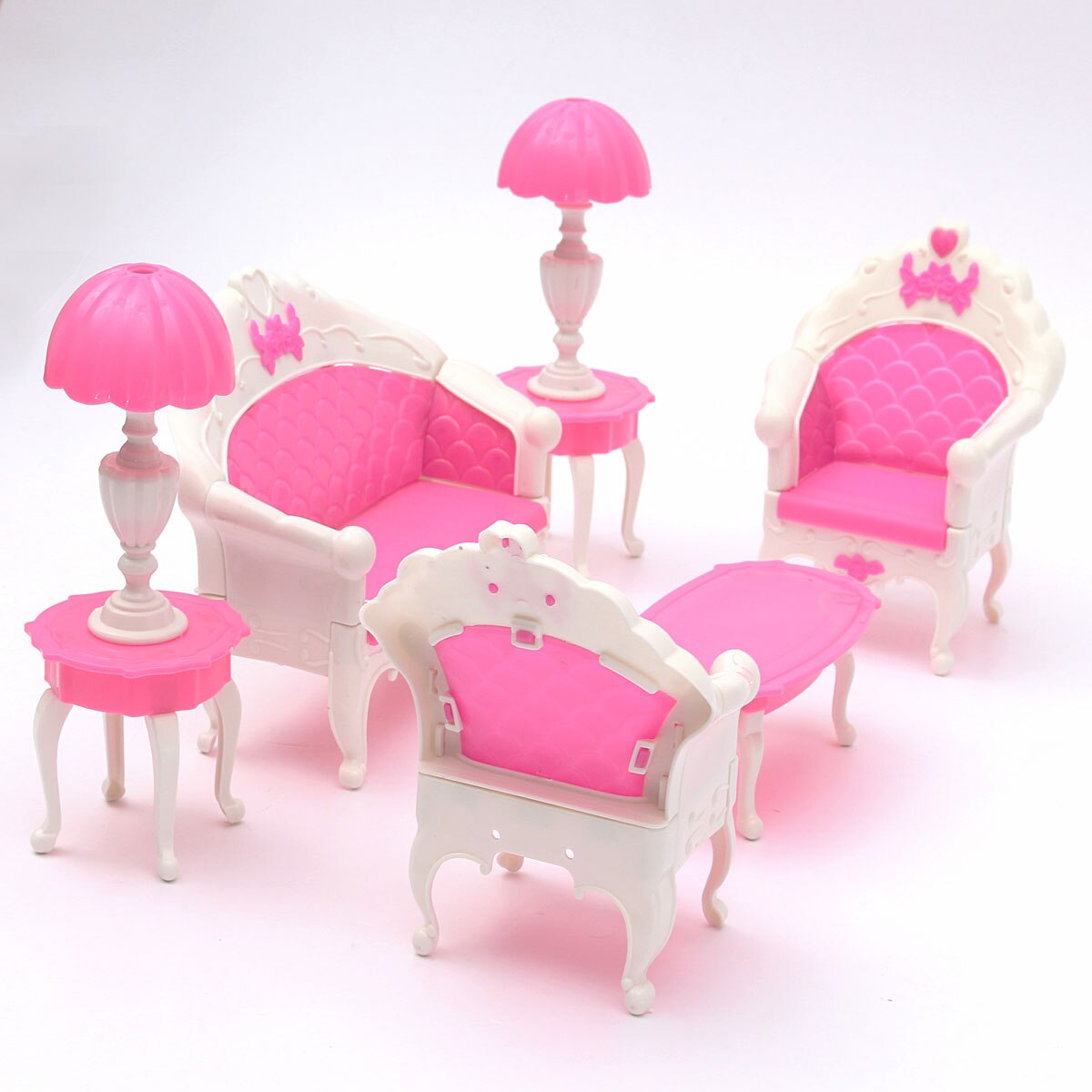 Miniatura Roze Poppenhuis Meubels Woonkamer Salon Sofa Set Voor Pop Poppenhuis Accessoires Speelgoed Voor Kinderen