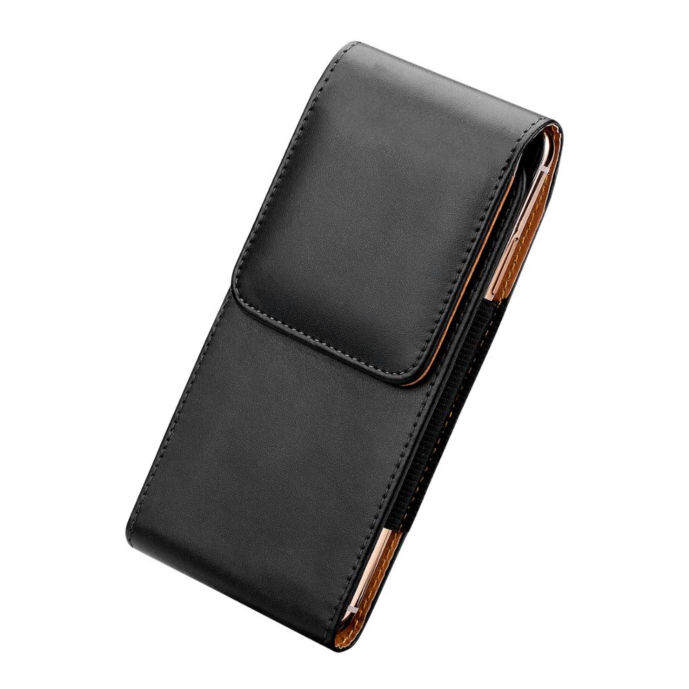 Universal Leather Phone Case Pouch For iPhone 12 MINI 11 Pro Max Samsung Huawei Redmi Note 7 Belt Clip Holster Cover Black Bag