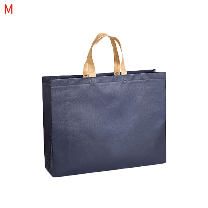 Women Foldable Large Shopping Bag Reusable Eco Bag Unisex Fabric Non-woven Shoulder Bags Tote grocery Fabric Bags Pouch: navy blue / L