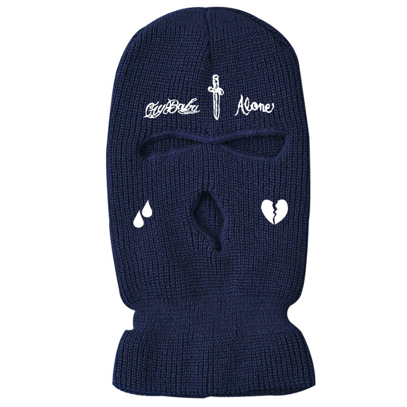 Gorro de pasamontañas con cara completa de punto para hombre y mujer, gorro de pasamontañas con bordado divertido para , gorros para montar, invierno,