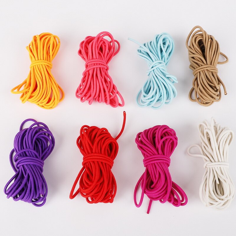 Cuerda elástica de 5 metros de largo, 2,5mm de ancho, banda de goma redonda colorida de , línea elástica para accesorios de costura artesanal