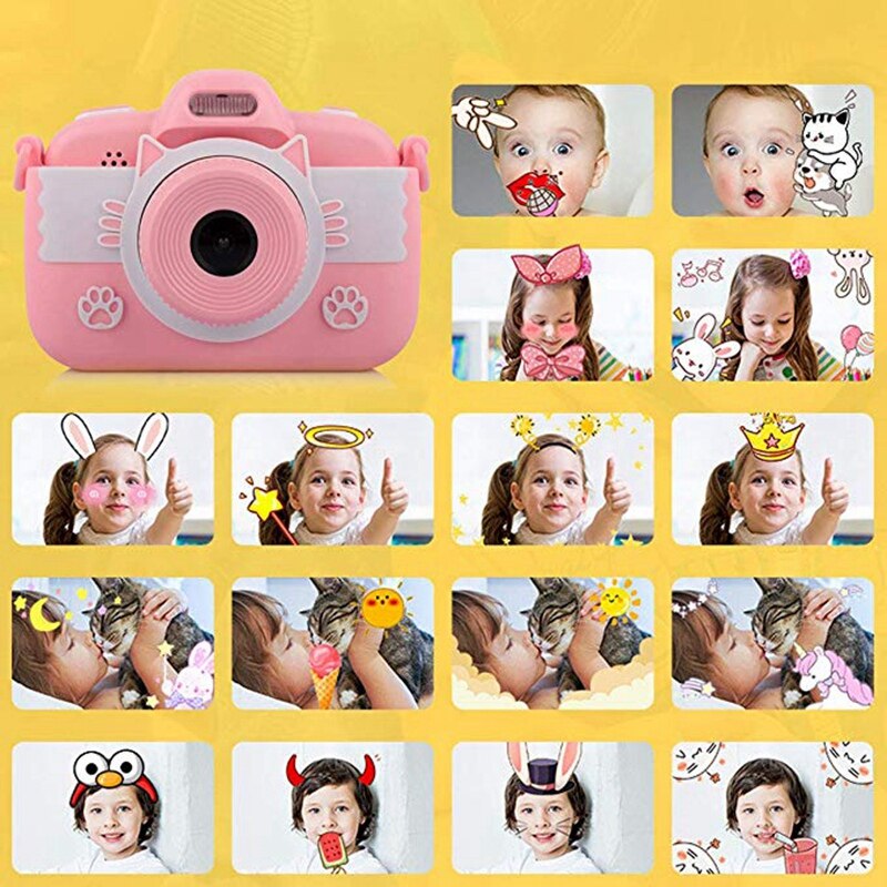 Kids Toys Camera for Girls Mini Cartoon Shockproof Silicone Case Rechargeable Child Camcorder Aged 3-12 Pink Camera(Not In