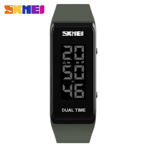 SKMEI Vrouwen Sport Horloges LED Elektronische Digitale Horloges Waterdichte Outdoor Sport Vrouwen Polsbandje Horloge: Army Green