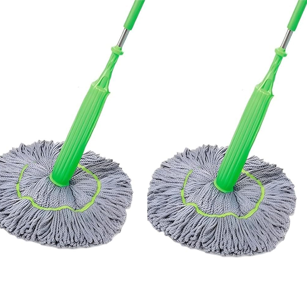 2in1 gedehydrateerde dweil Zelfwringende twist-mops Zeer absorberende 360 draaibare verstelbare microvezel nat- en droogmop voor vloerreiniging: green