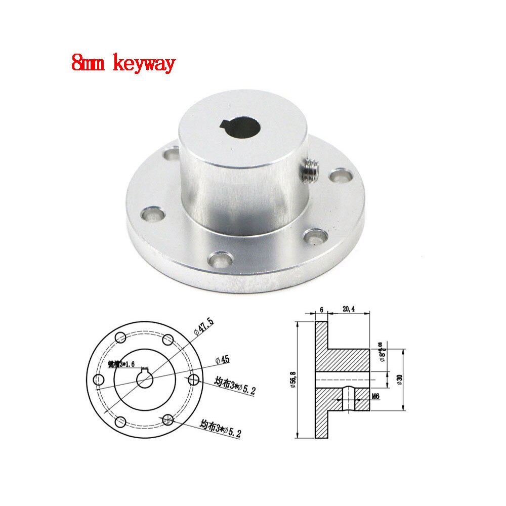 Flens Koppeling Spiebaan Aluminium Diameter 8/10/12/14/15/16/18Mm omni-Directionele Tarwe Wiel Flens Koppeling Voor 3D Printer