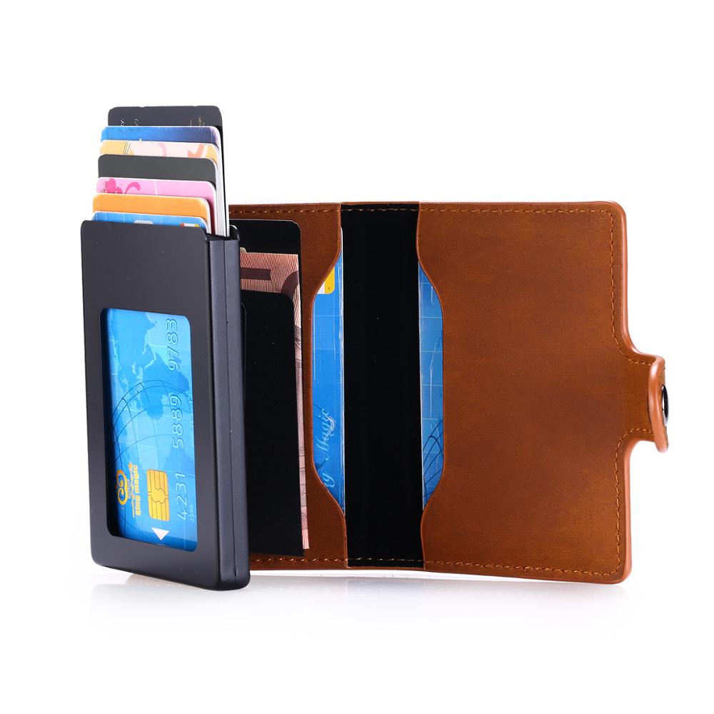 RFID anti-vol brosse métal crédit moraillon portefeuille porte-cartes hommes femmes en alliage d'aluminium porte-cartes pour: yellow