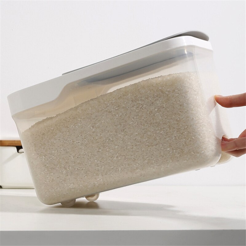 Boîte de rangement de riz de cuisine en plastique de grande capacité 5kg 10kg, distributeur de farine de Grain, boîtes de récipient alimentaire résistant à l&#39;humidité