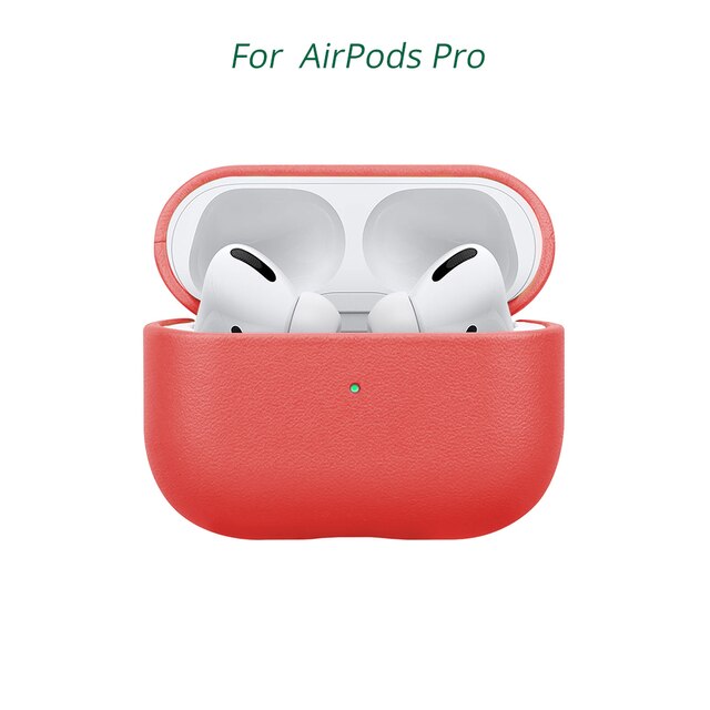 Bonola Native Italian Leather Case for AirPods Pro Seamless Fit Full Protection Cases for Apple AirPods 3/2 Tactile Feel Cover: AirPods Pro red