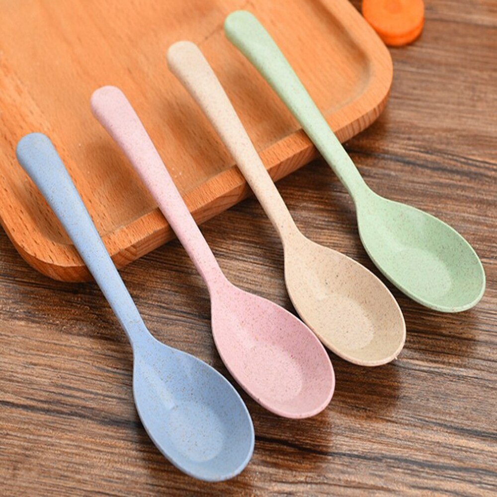 1PC Popular Wheat Straw Soup Spoon Long Handle Kids Soup Spoon Portable Tableware Eco Friendly Flatware Kitchen Tool