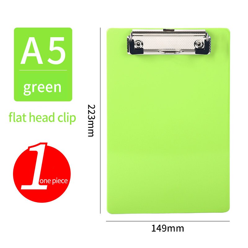 Tekening Schilderen Schrijfbord A4 Klembord Schrijfblok Paperclip Document Bestandsmap Map Kantoor Schoolbenodigdheden WB1204: A5-Green