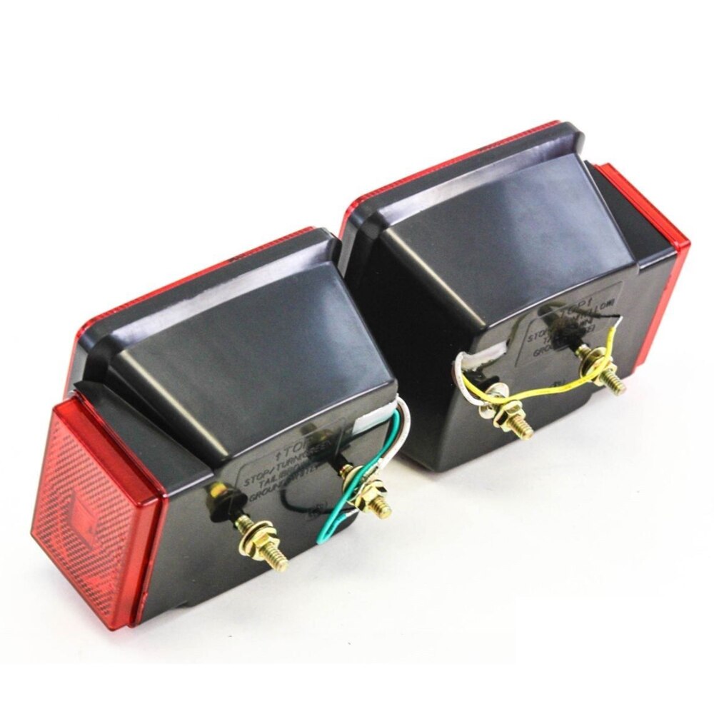 LED Square Red Trailer Turn/Signal/Stop 2 Light Set L/R Submersible Under 80 Inch
