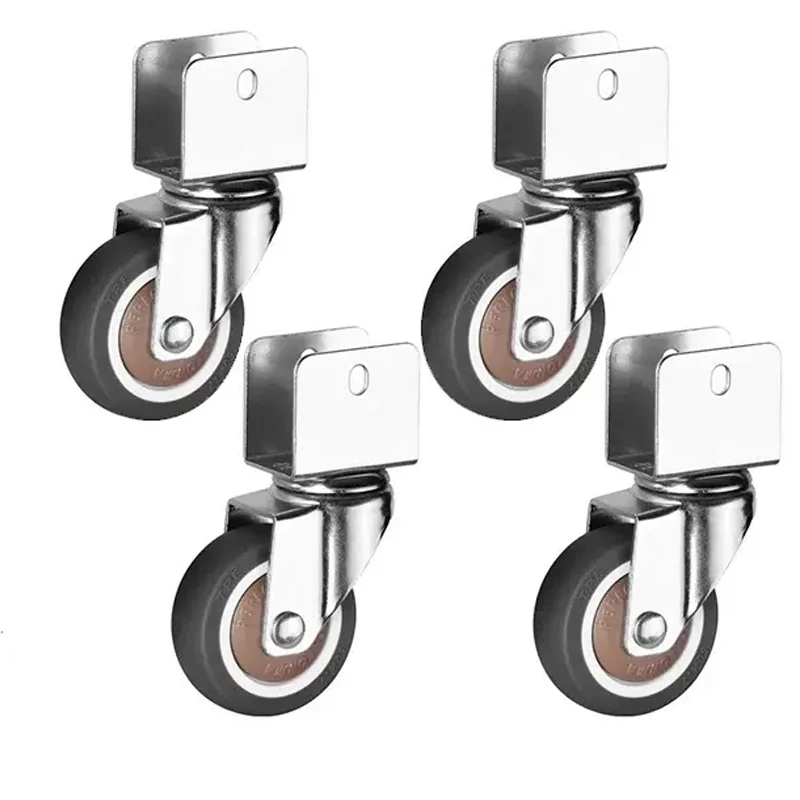 Rotary Caster Wheels 4pcs Locking Carrier Wheel Swivel 360°degree Furniture Children's Bed Moving Noiseless Castor With Brake: 2 inch / WHITE