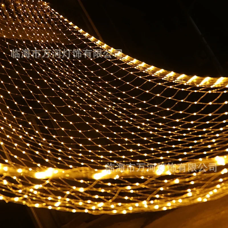 Guirnalda de luces LED de malla de 6x4M, 3x3M, cortina de ventana navideña, guirnalda de luces de hadas para exteriores, lámpara de decoración para bodas y vacaciones: Rojo / 11-15 vatios