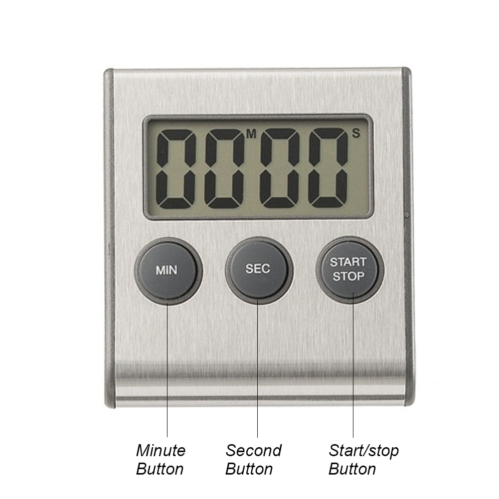 Digital Screen Kitchen Timer Large Display Digital Timer Square Cooking Count Up Countdown Alarm Clock Sleep Stopwatch Clock
