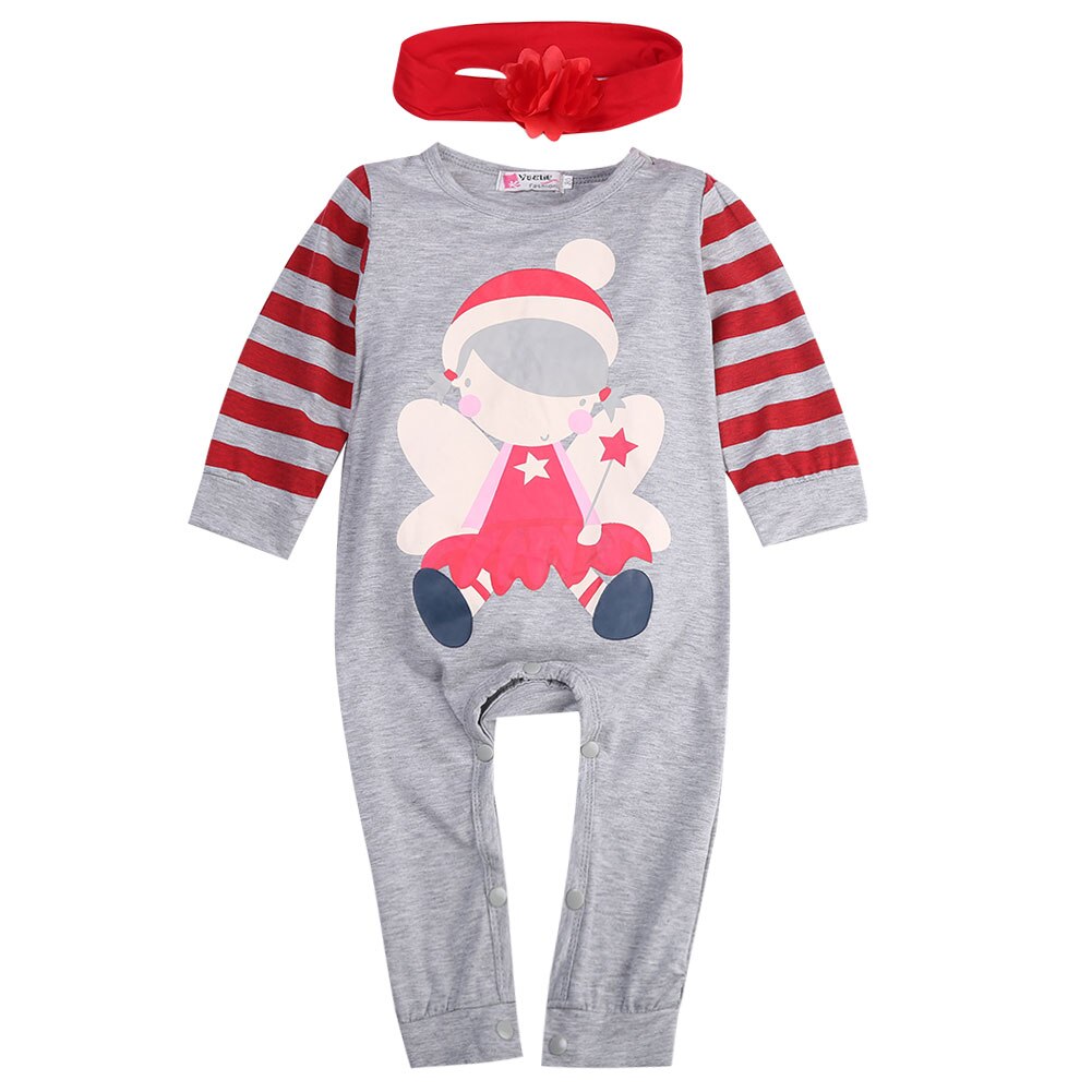 Baby Spring Autumn Clothing Newborn Unisex Kid Boy Girl Christmas Striped Jumpsuit Romper Xmas Santa Claus Outfit Set: Girls / 12M