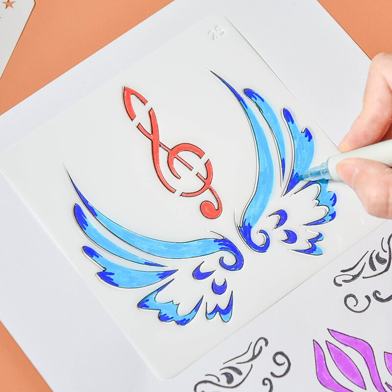 13*13cm vierkante sjablonen voor studenten, opengewerkte kunst, schildersjablonen, reliëfaccessoires, sjablonen voor scrapbooking, herbruikbaar