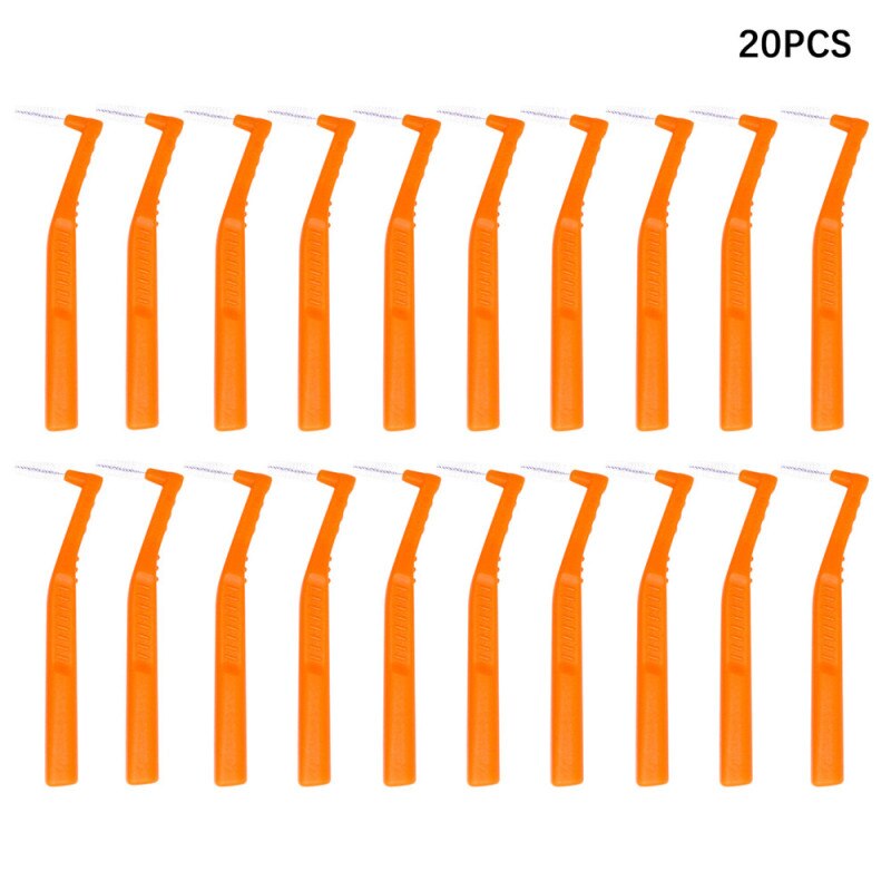 20 Stks/doos L Vorm 0.6-1.5Mm Volwassenen Rager Push-Pull Tandenstoker Interdentale Tandenborstel Tooth Pick voor Orale Reiniging: 1.2 -1.5mm Orange
