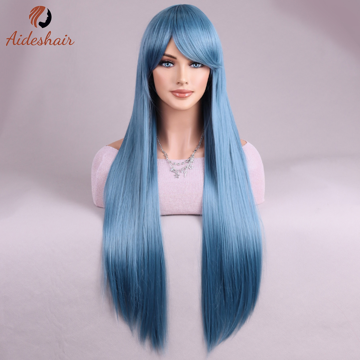 Parrucca lunga diritta europea e americana multicolore di Halloween per donna Parrucca sintetica in fibra resistente al calore per cosplay quotidiano: #99