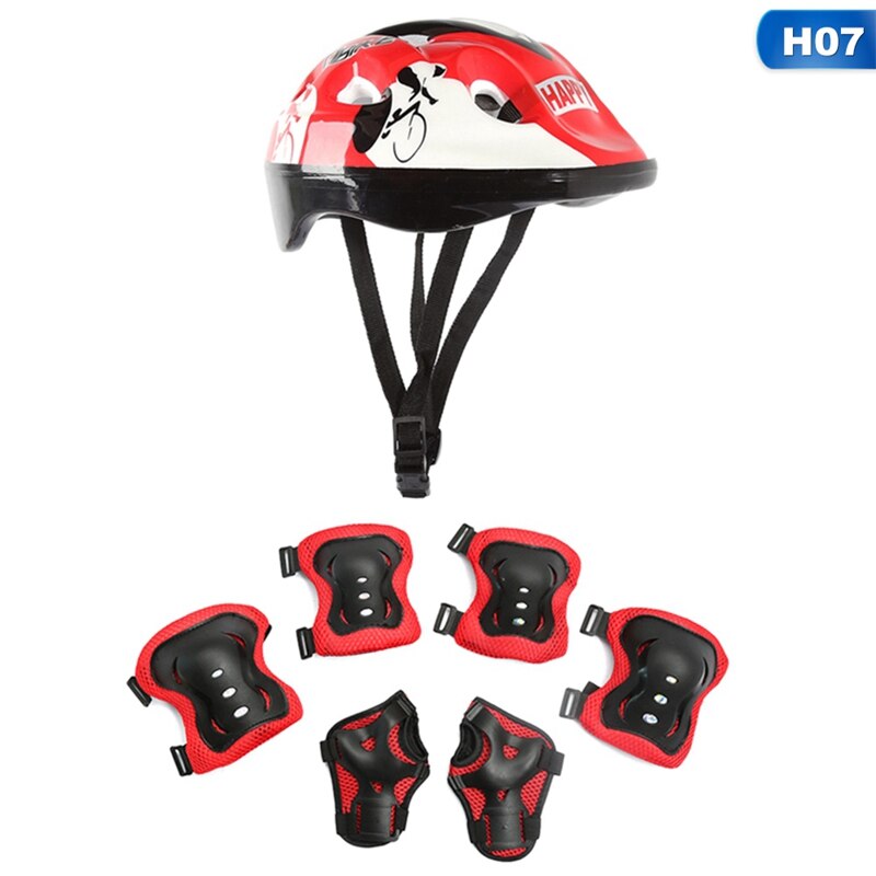 7 Pcs Skating Protective Gear Set Knee Wrist Guard Elbow Pads Bicycle Skateboard Ice Skating Roller Knee Protector Guard For Kid: H07