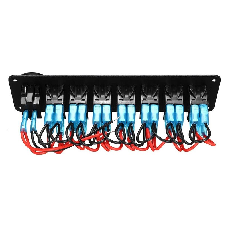 Car Waterproof Marine Boat Rocker Switch Panel 8 Gang 12V/24V Circuit Breaker Dual USB Slots Light Button