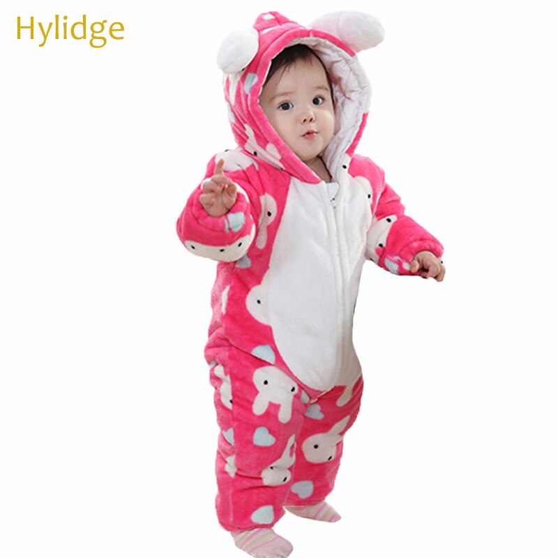 Hylidge Infant Baby Winter Clothes Toddler Girl Romper Warm Jumpsuit Baby Overalls Hooded Snowsuit Baby Boy Winter One-Pieces