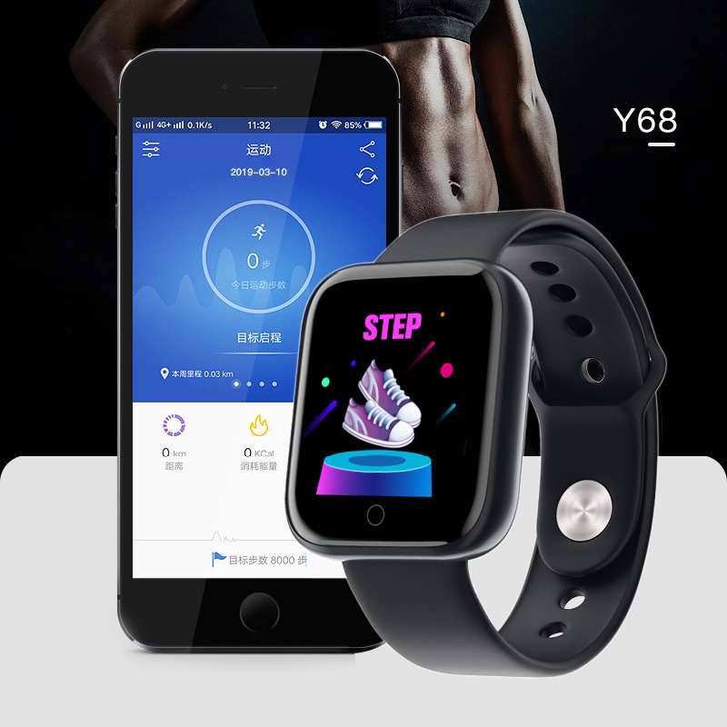 Smart watch  y68 fitness sport vandtæt ur armbånd smart vandtæt bluetooth tilslutning holdbar fitness pulsmåler