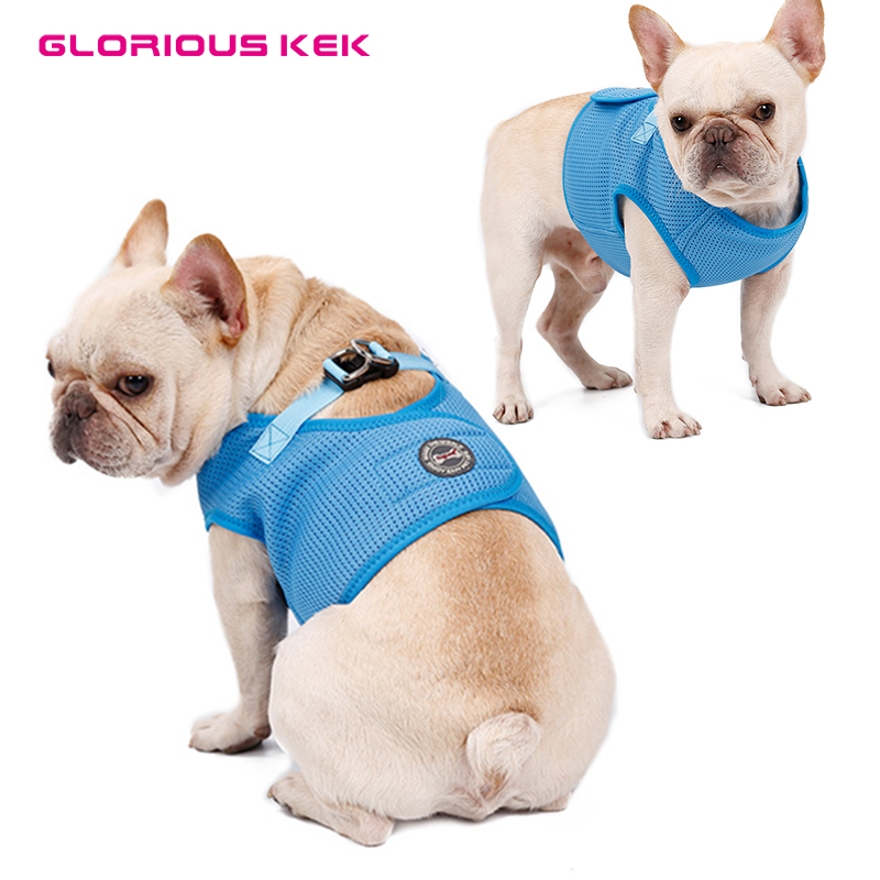 Hond Harnas Ademend Mesh Licht Gewicht Hond Harnas Vest voor Small Medium Hond Franse Bulldog Dagelijks Wandelen Pet Harness Zachte rood