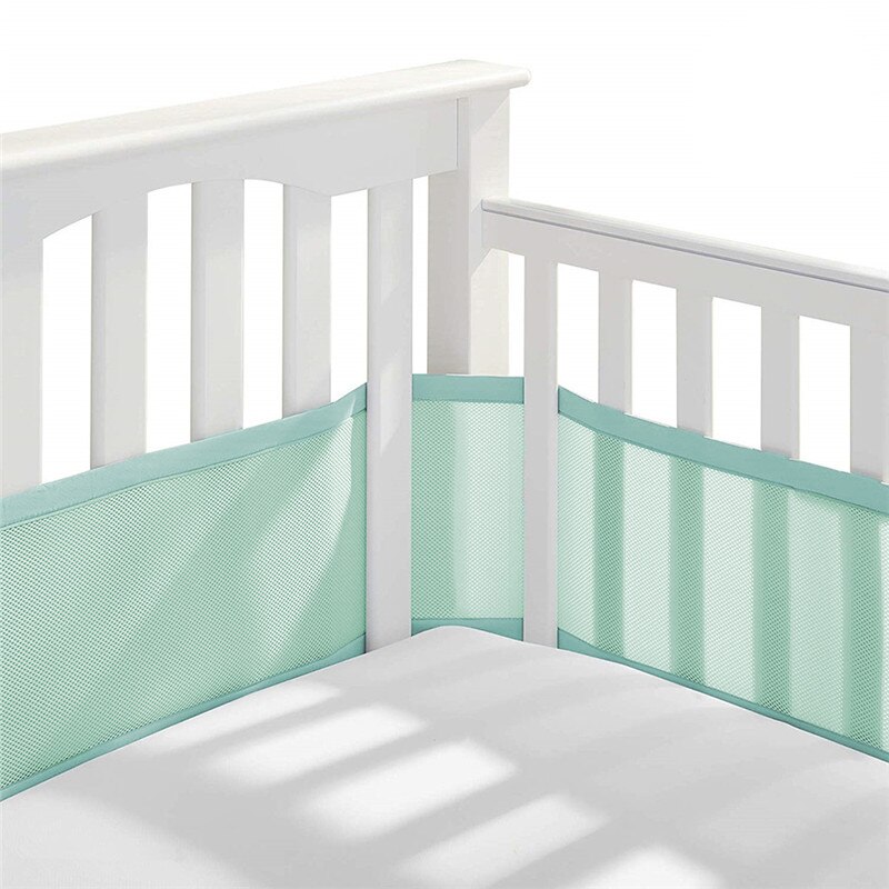 Pare-choc de berceau en maille respirante pour bébé, protection pour -né: green
