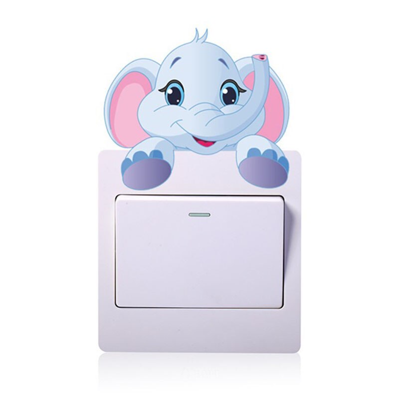 Cartoon Animal Switch Cover Room Decor Elephant Cat Panda Mural 3D Silicone On-off Switch Sticker Switch Outlet Wall Sticker