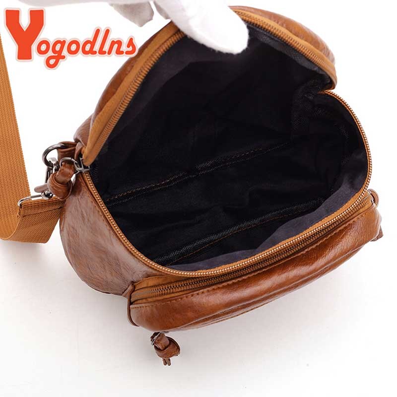 Yogodlns pu lær skulderveske kvinner liten firkantet veske multi-pocket messenger bag fritid shopping crossbody bag handba