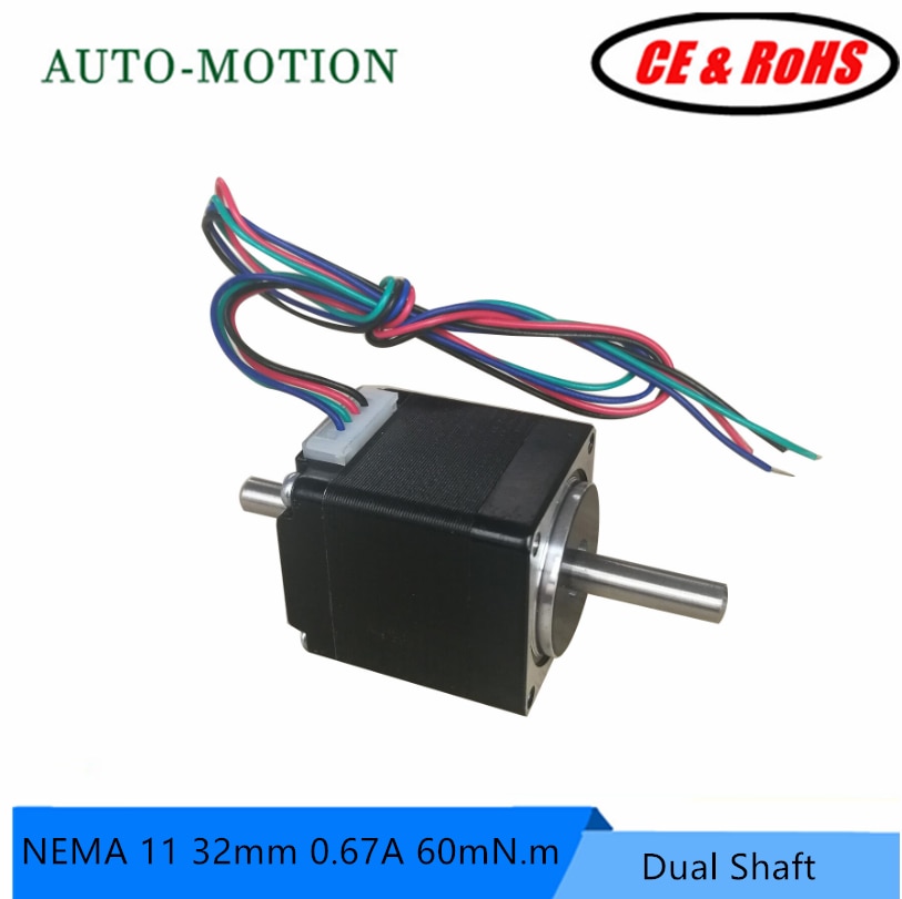 NEMA 11 Dual shaft Stepper Motor 1.8 Degree 2 Phase 32mm 0.67A 60mN.m hybrid 28 Stepper Motor NEMA11