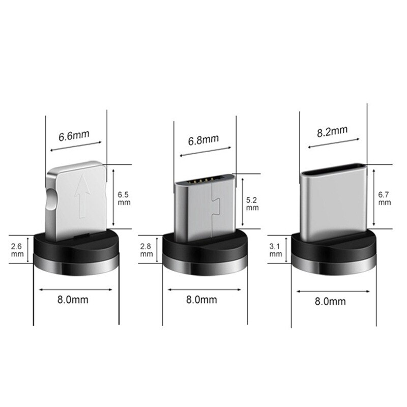 Magnetkabel til iphone samsung hurtiglading mikro usb kabelledning magnetlader usb type  c 1m 2 m mobiltelefonkabler