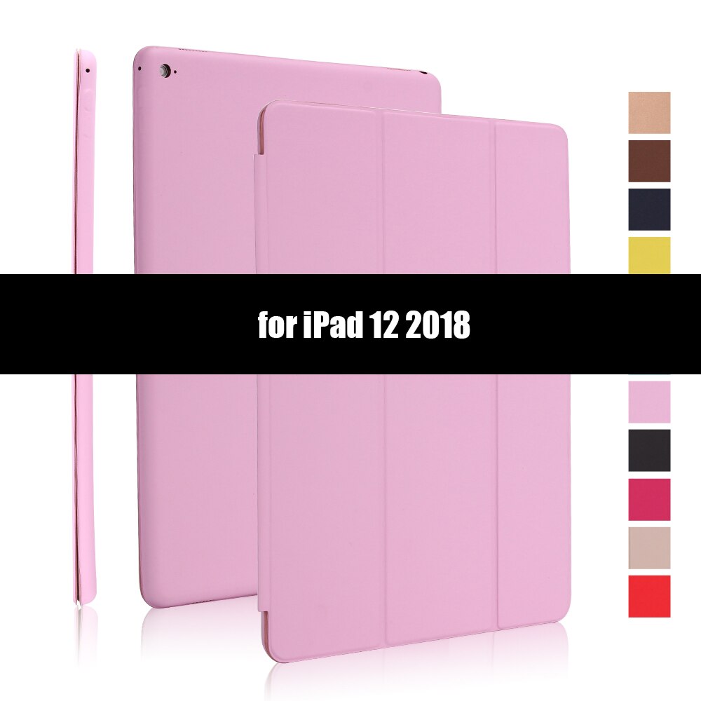 Ultradunne smart case cover voor ipad pro 12.9 12.9 inch magnetische pu-leren opvouwbare folio-hoes voor ipad 12.9: Roze -2