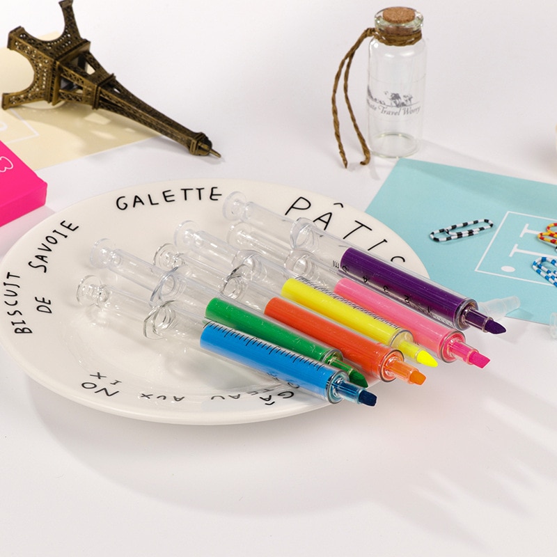 Papelería japonesa creativa Kawaii, jeringa stabilo resaltador de color, lápiz suministros para estudiantes, suministros de oficina