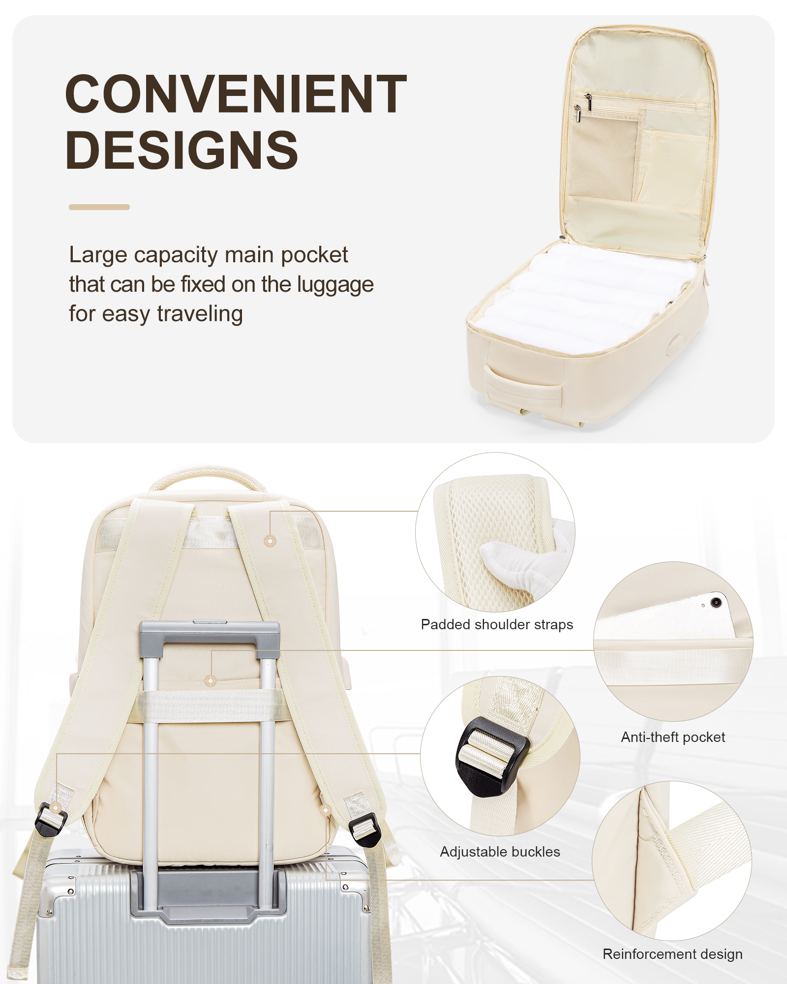Travel Backpack,45x30x15,Carry On Backpack Airline Approved,Personal Item Travel Bag,14 Inch Laptop Backpack,Business Hiking Bag