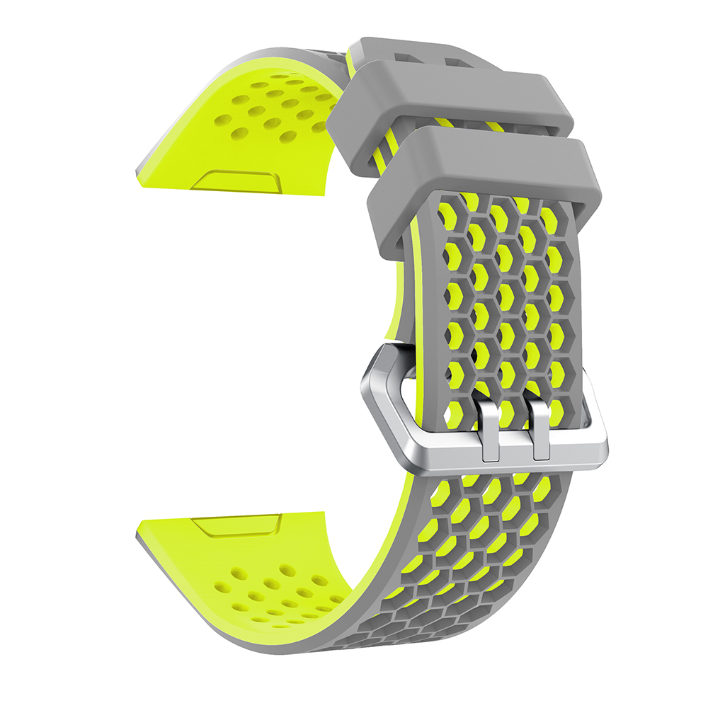 YAYUU Silicone Wrist Strap For Fitbit Ionic Smart Watch Band Breathable Replacement Watch Strap For Fitbit Ionic Bracelet: Gray and lime